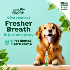 TropiClean aliento fresco para perros y gatos, menta refrescante que complementa la rutina dental.