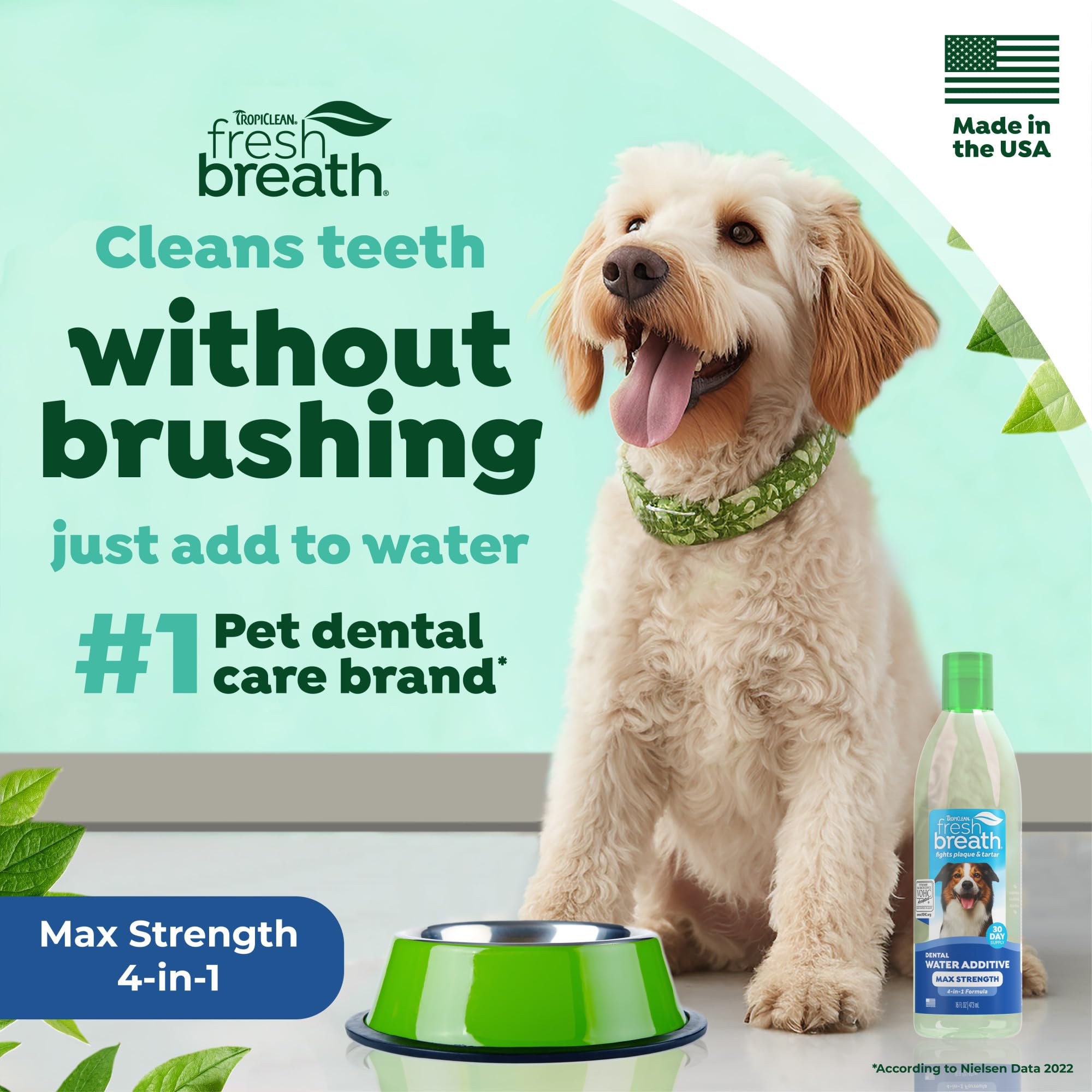 TropiClean solución en agua para blanquear dientes caninos.