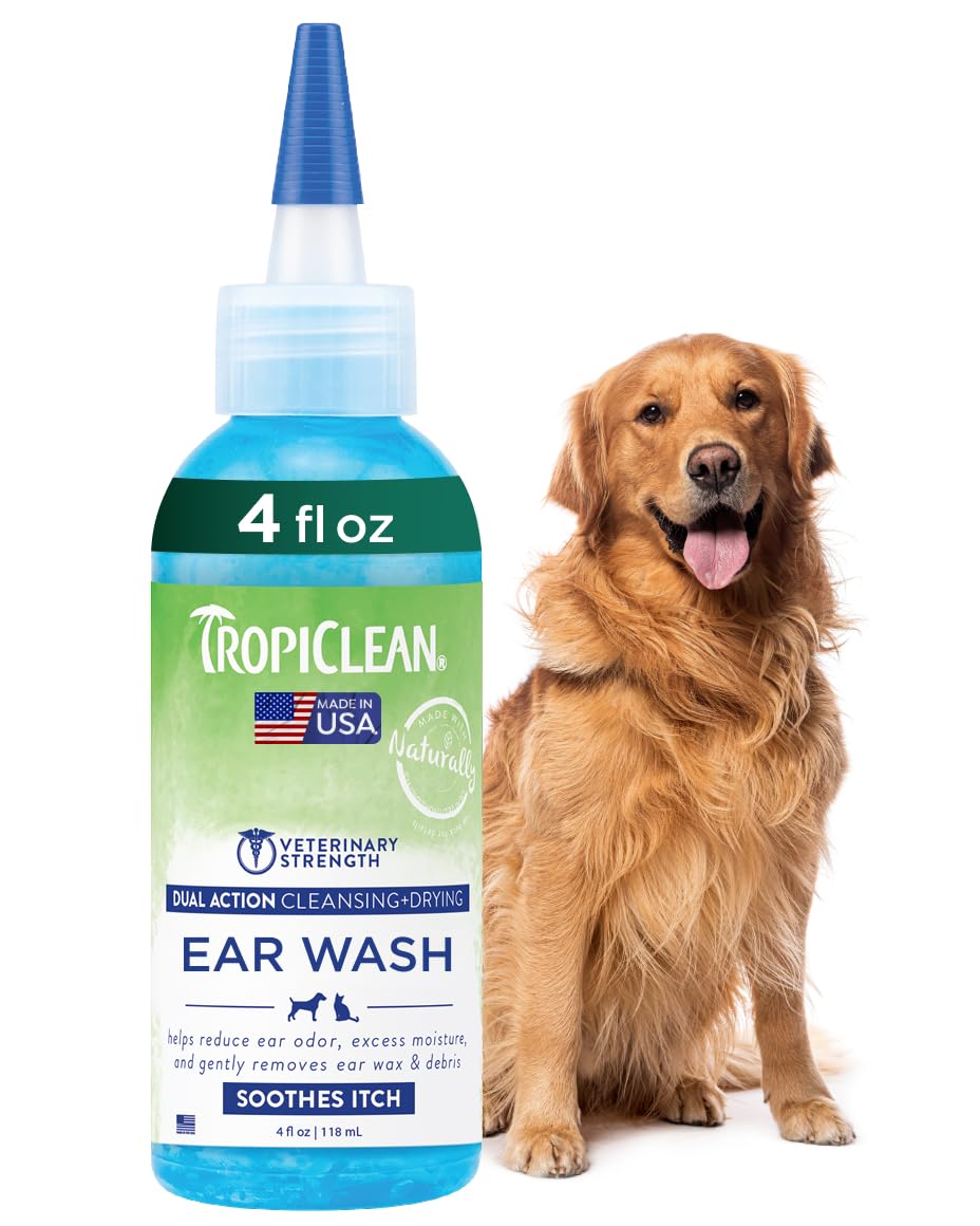 TropiClean botella 4 oz para orejas, limpieza suave para perros y gatos.