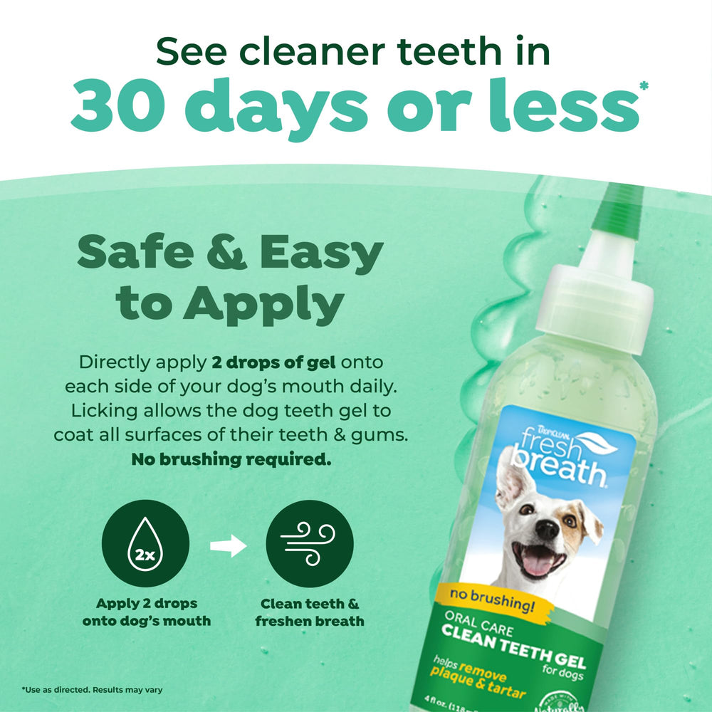 TropiClean gel dental reduce placa y sarro en perros.