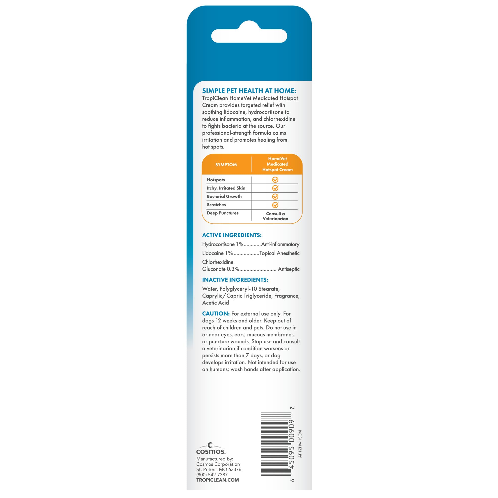 TropiClean HomeVet Crema Medicada para irritaciones ocasionales.