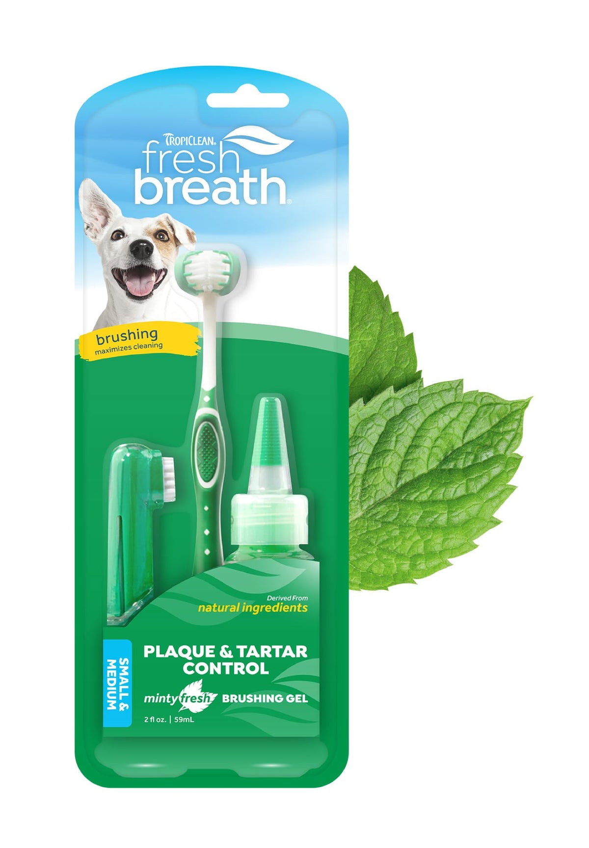 TropiClean kit cepillo-dientes-perros, limpieza diaria y aliento fresco para tu mascota.