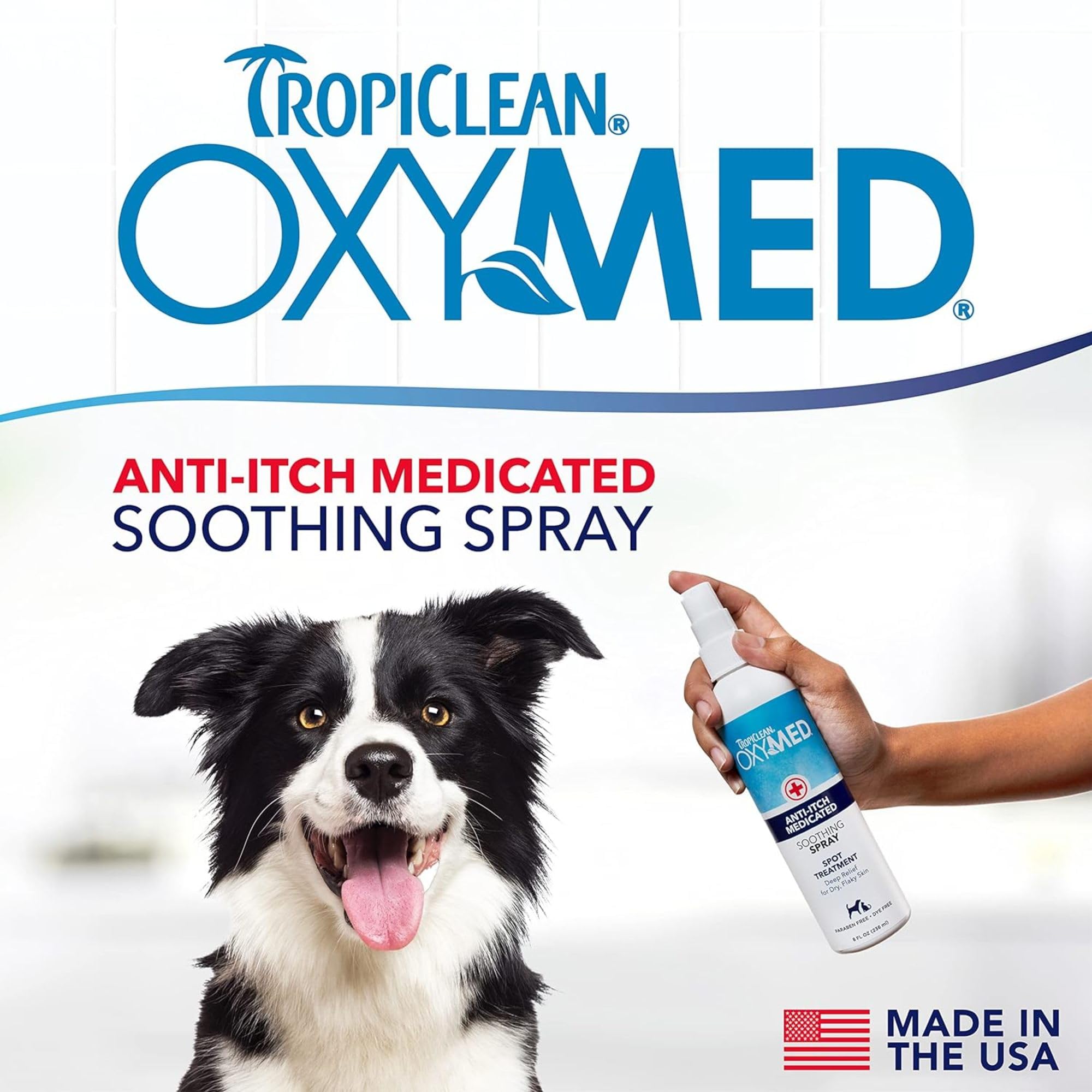 TropiClean Oximed alivia picor en perros con aplicación rápida.