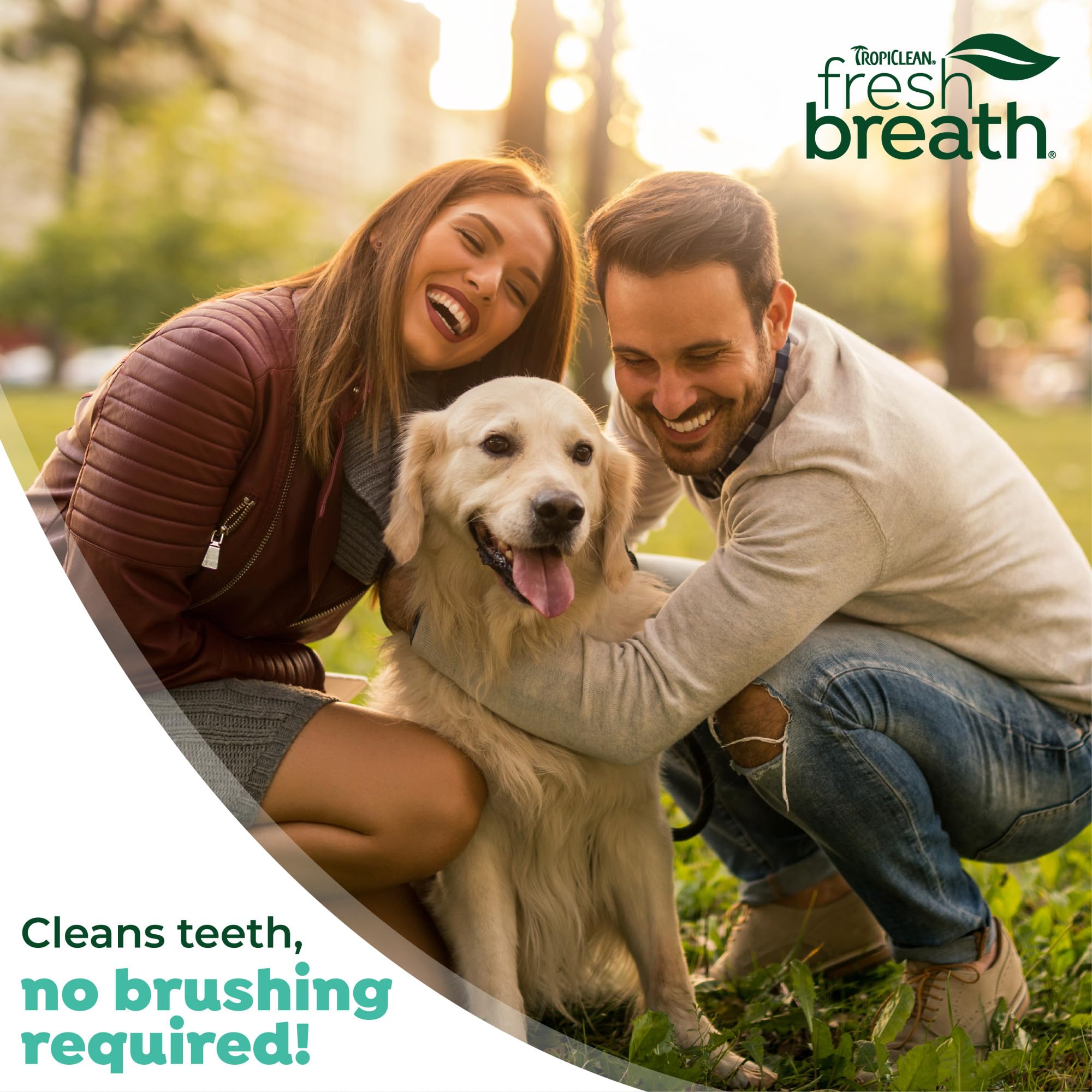 TropiClean paquete 3unidades facilita la rutina de higiene dental para perros.