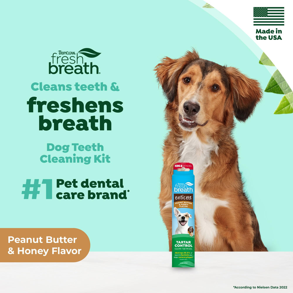 TropiClean Fresh Breath con sabor mantequilla de cacahuete y miel que encanta a perros.