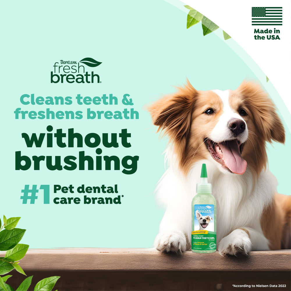 TropiClean textura gel dental ofrece limpieza suave para uso diario.