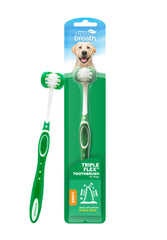 TropiClean TripleFlex para perros grandes con cepillo 360°, limpieza dental más completa.