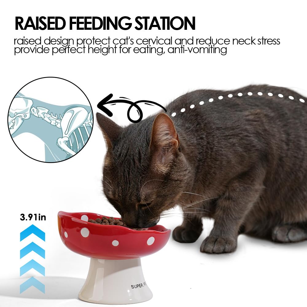 TRUNDISAN tazón cerámico no tóxico, seguro para alimentos de gatos.