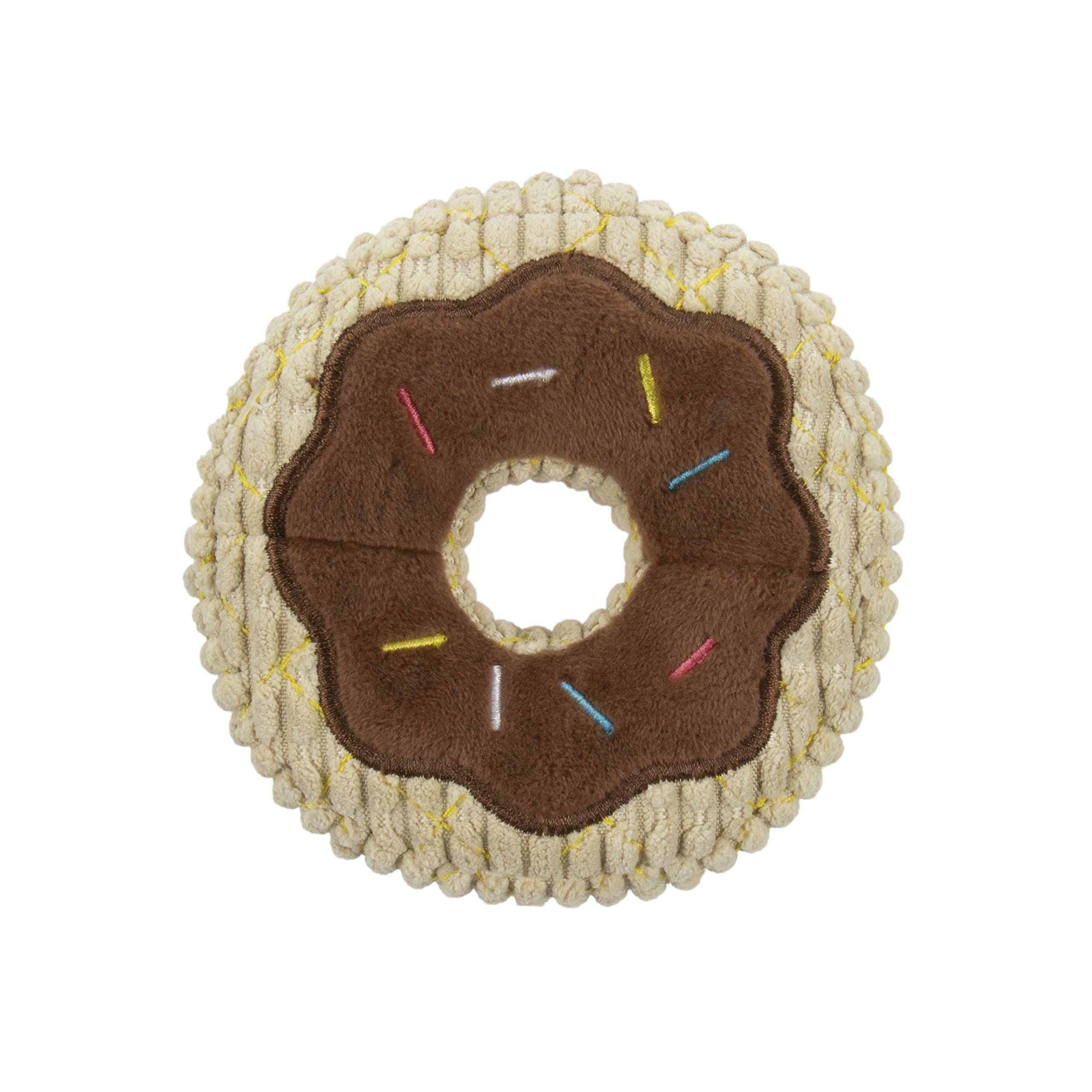 TrustyPup Rosquilla de chocolate peluche con sonajero para juego activo y divertido.