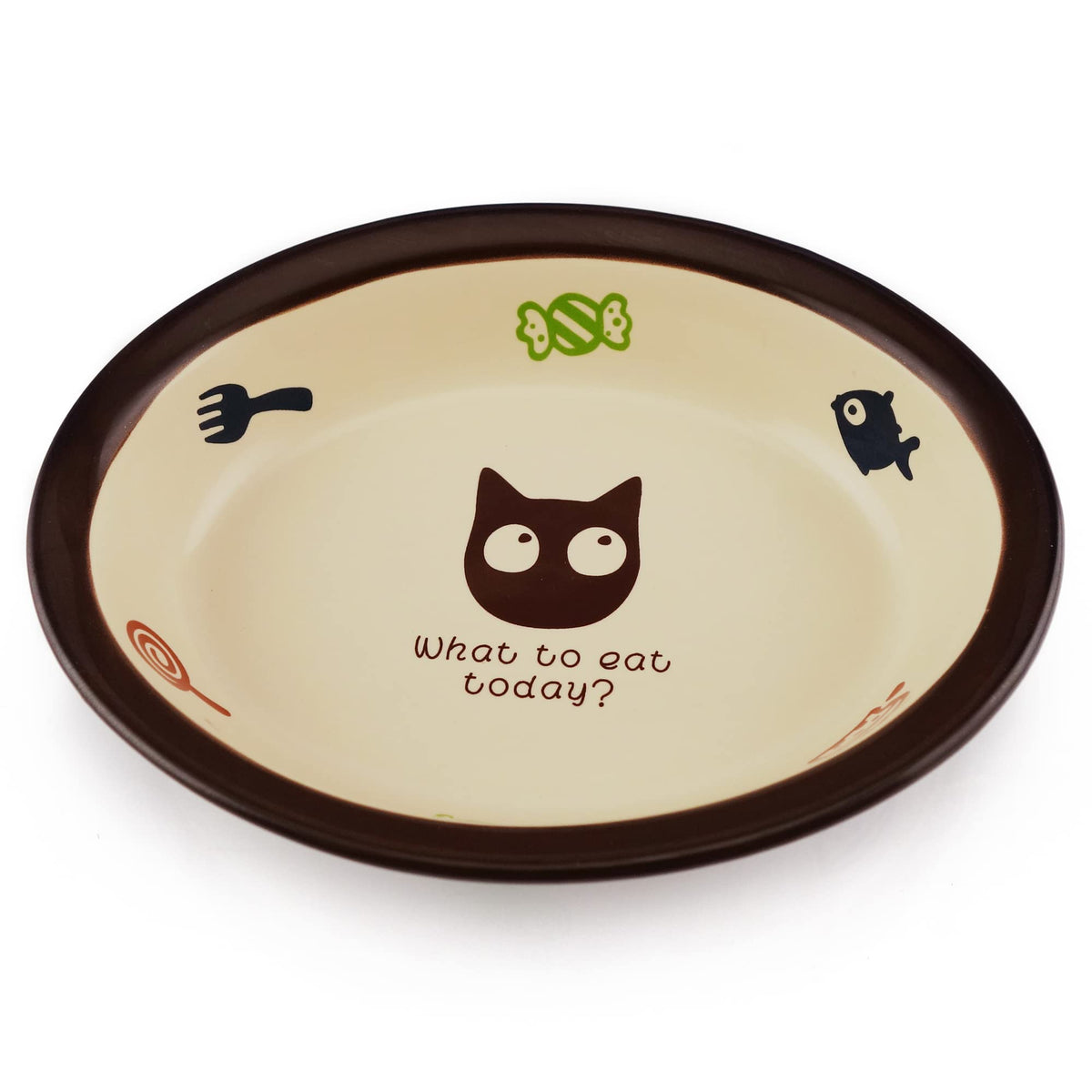 TTcat cuenco oval cerámico para gatos: diseño estable para comidas sin derrames