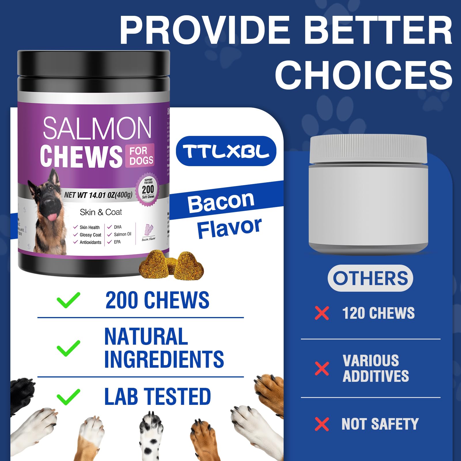 TTLXBL Omega3 para perros: fórmula con EPA y DHA para la salud general.