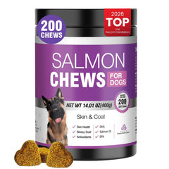 TTLXBL Omega 3 para perros, frasco frente, promueve piel suave y pelaje saludable.