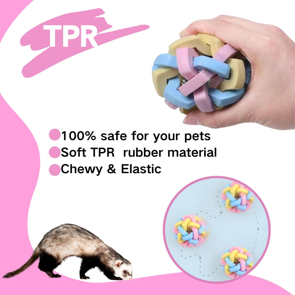Bolas masticables para hurones, cachorros y gatitos con TTMIMIK, promueven juego y ejercicio suave.
