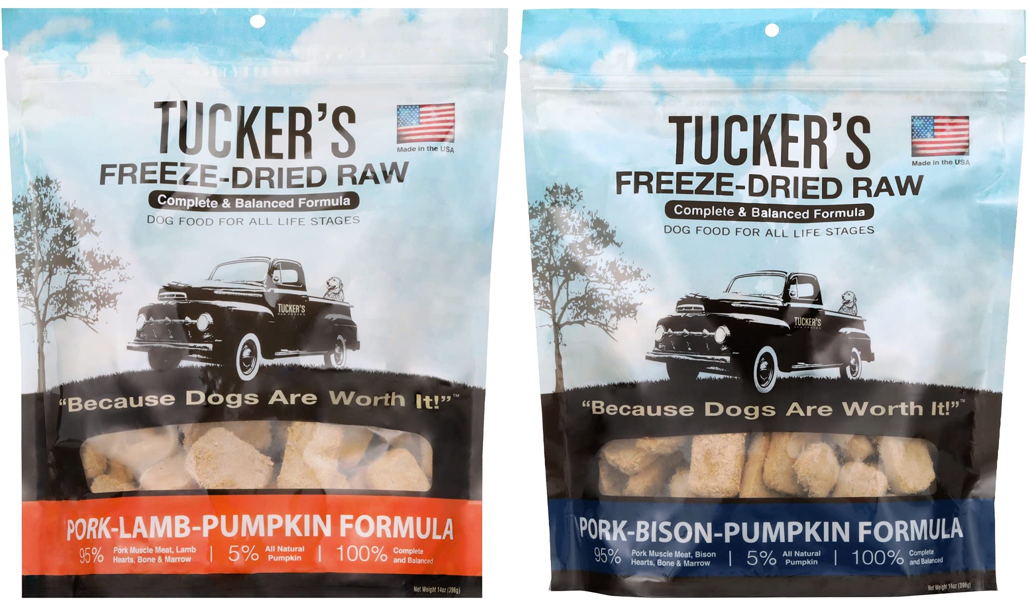 Tucker's Raw Frozen, bolsa cerdo-cordero-calabaza, dieta alta proteína para perros.