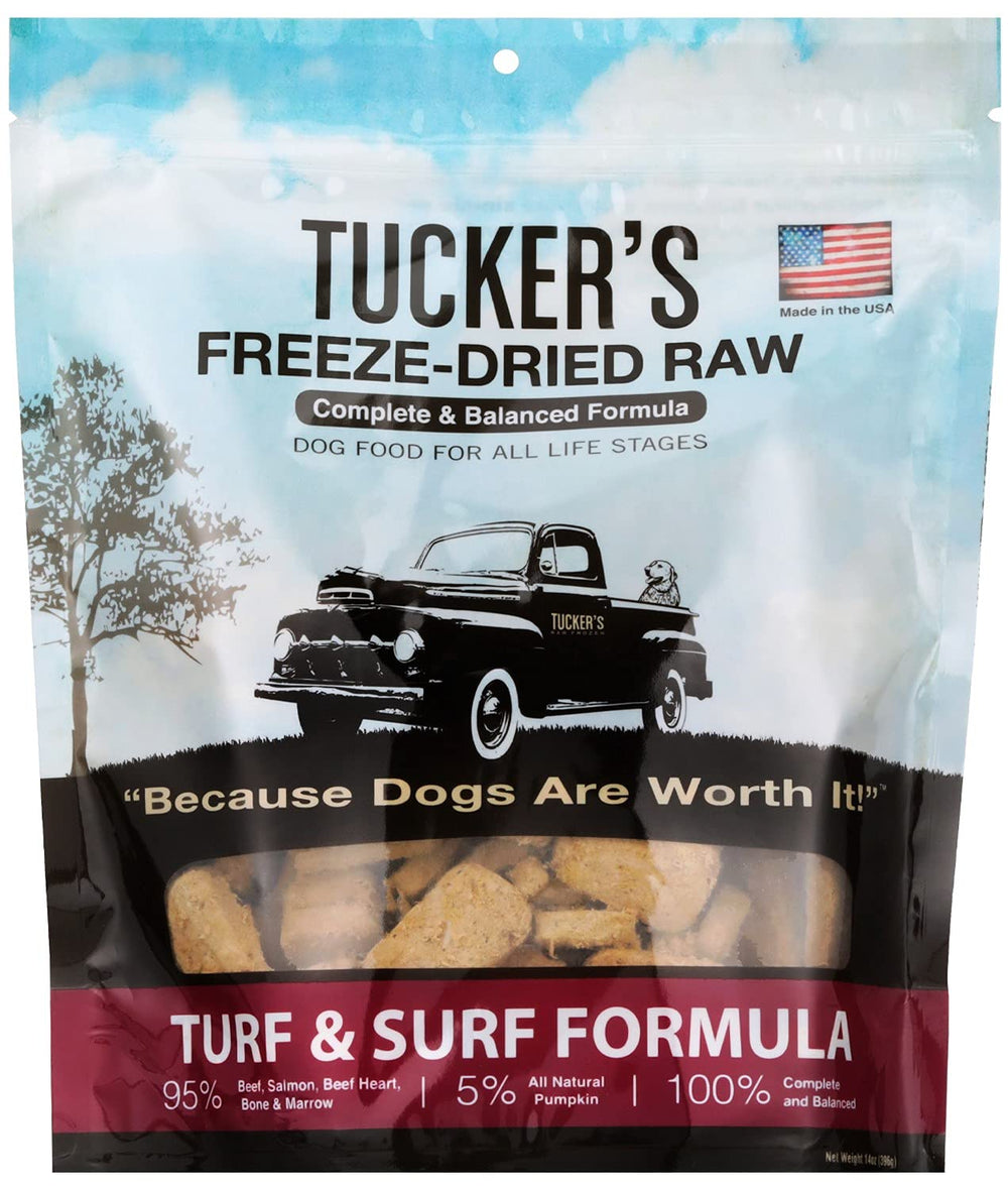 Tucker's Raw Frozen Turf & Surf, bolsa 14 oz para dieta completa.