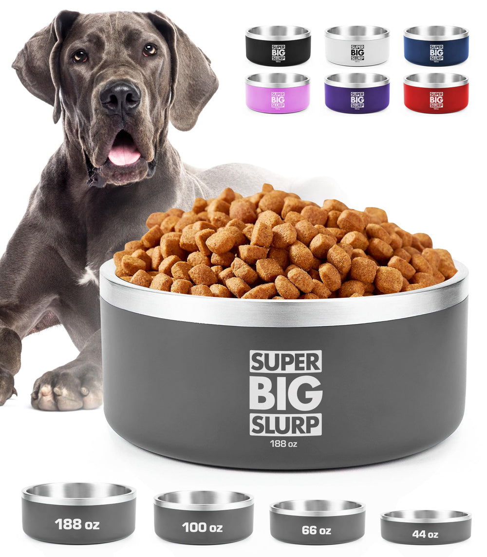 Cuenco Tuff Pupper de alta capacidad para comida y agua, ideal para perros grandes.
