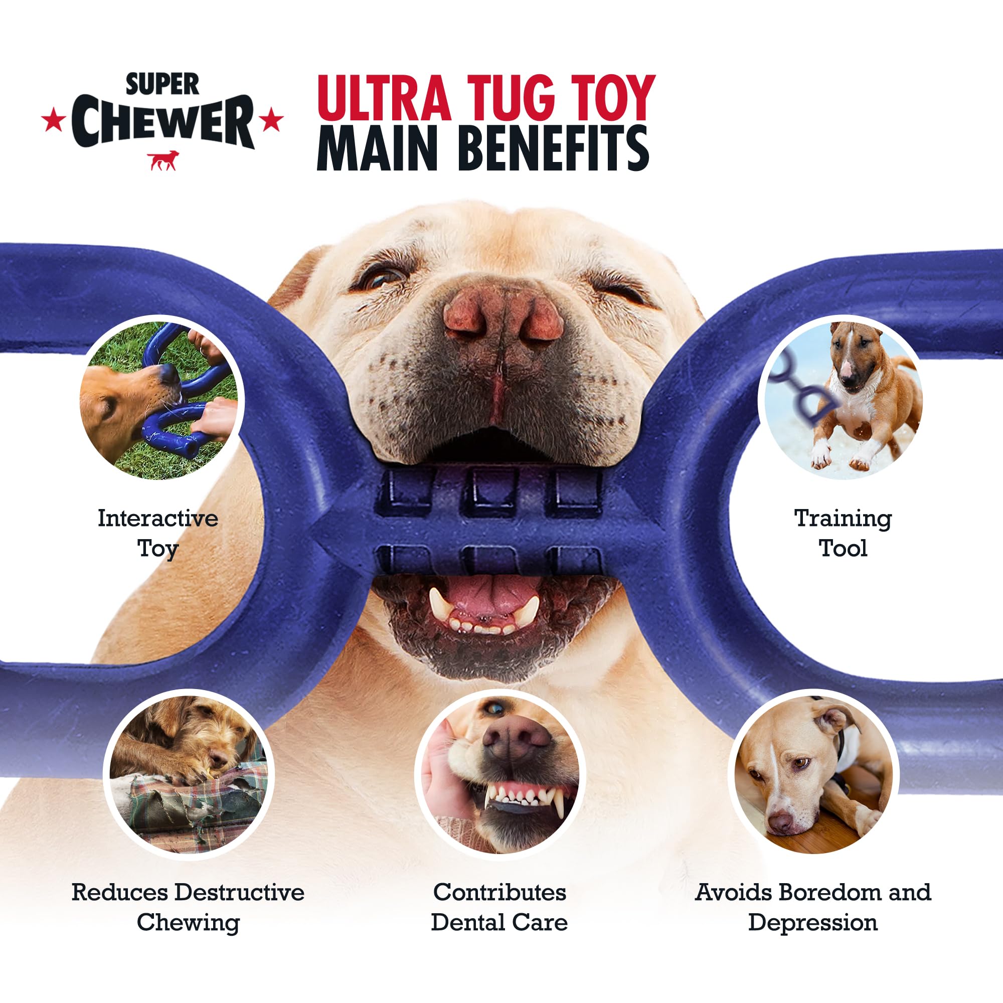 Juguete interactivo de tracción de Tuff Pupper para perros, con gran durabilidad.