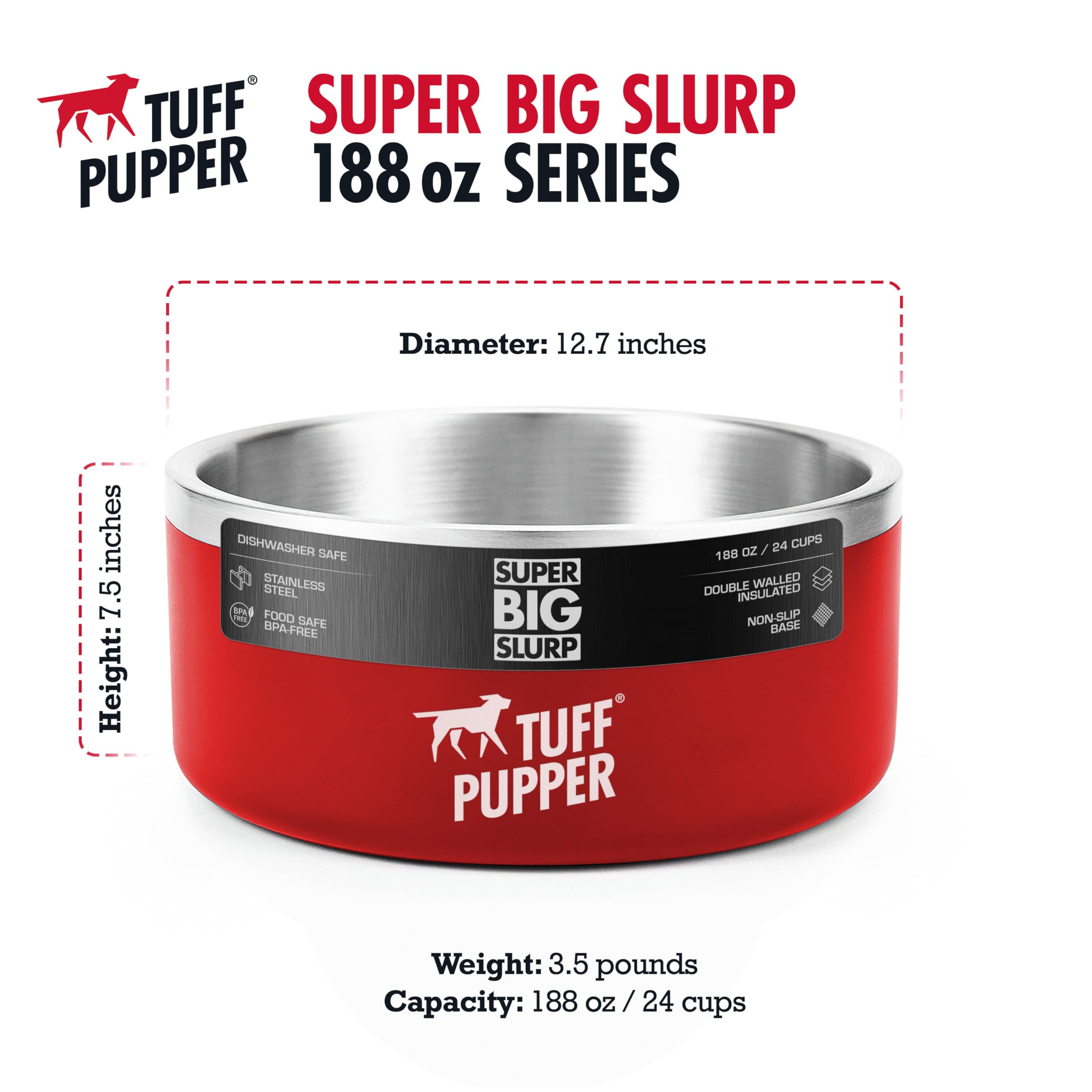 Tuff Pupper tazón apto lavavajillas para limpieza fácil