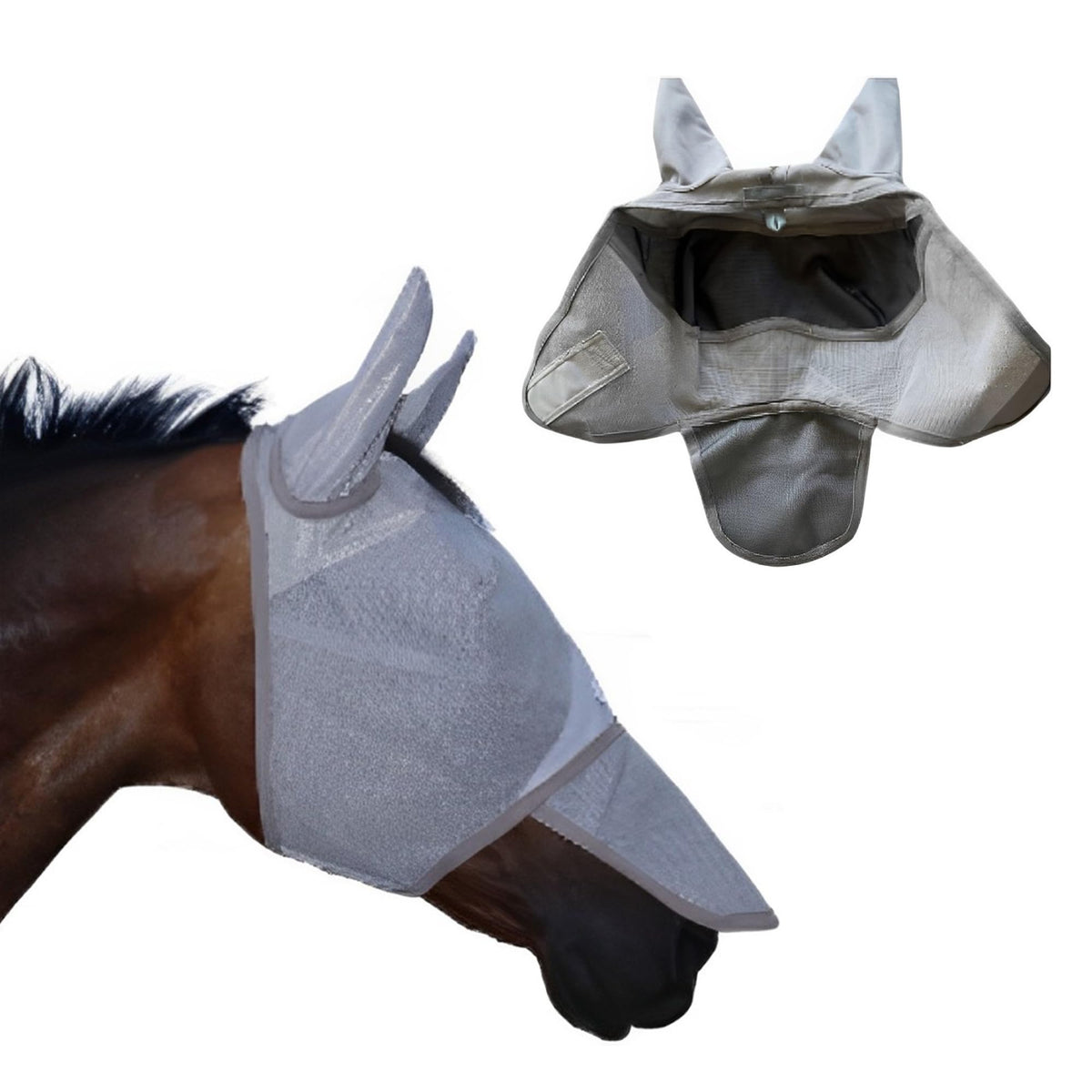 TUFFTEQ máscara caballo con visor integrado protege del sol y insectos.