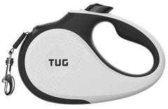 TUG 360° correa retráctil con cinta de nylon de 16 ft para perros, sin enredos durante el paseo.