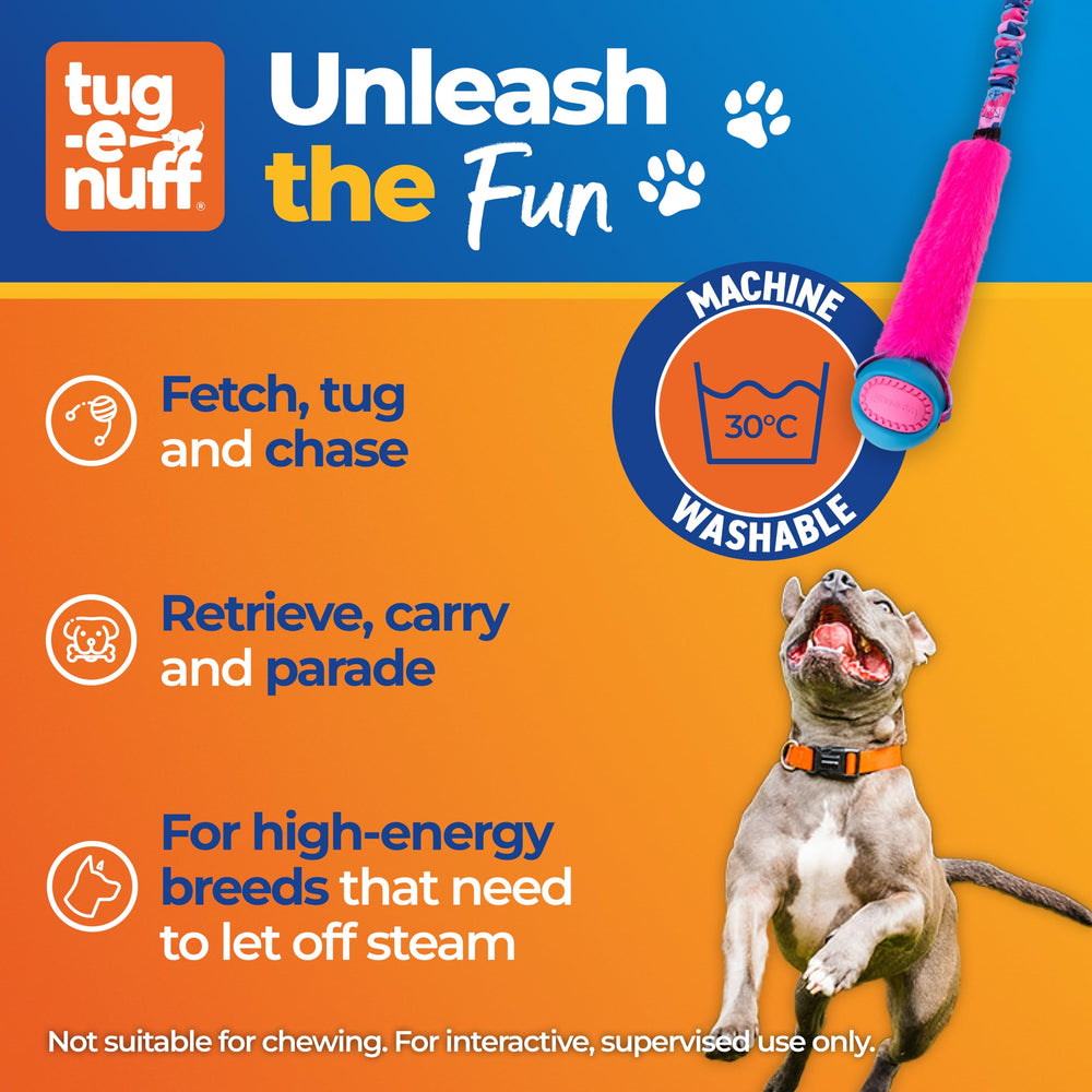 Tug-E-Nuff Fauxtastic PowerBall Bungee, herramienta interactiva para entrenamiento y juegos.