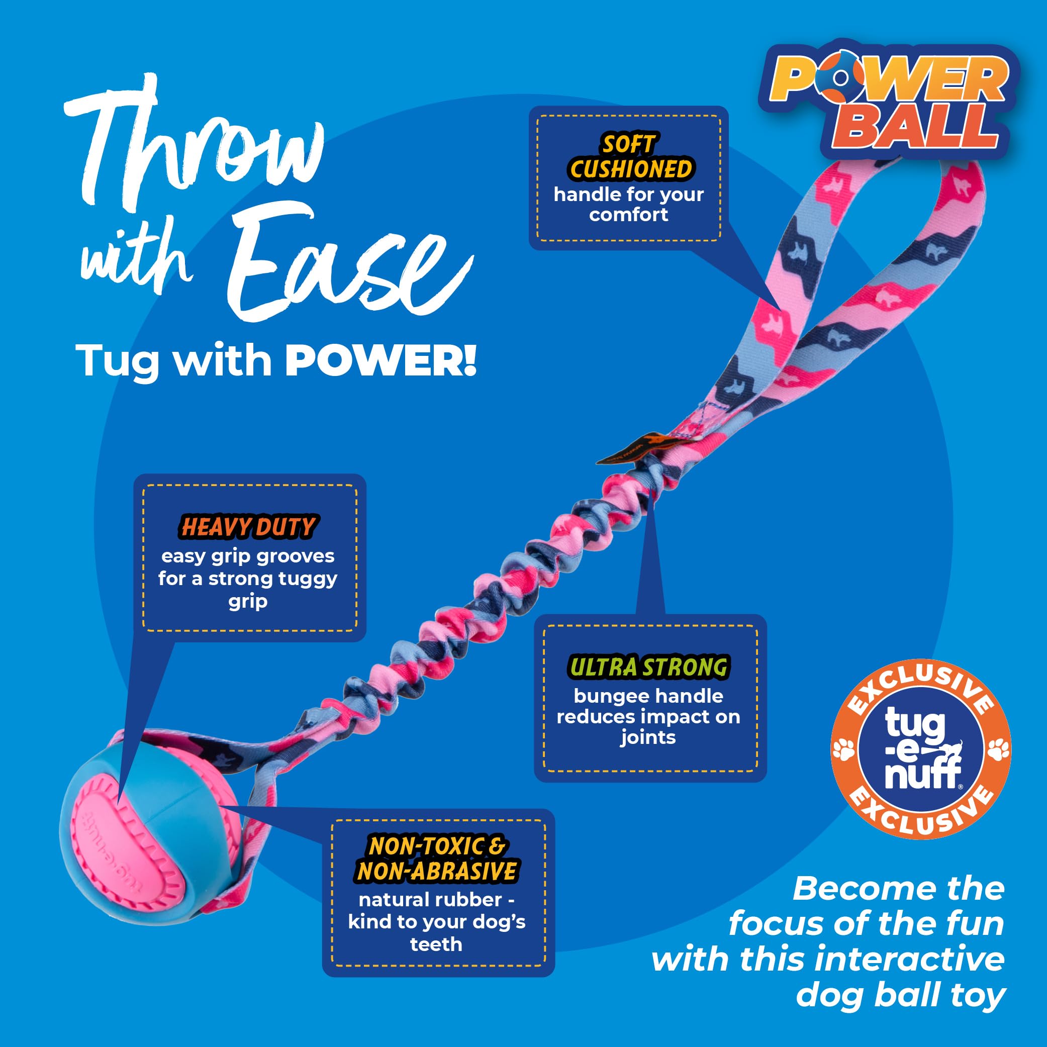 Tug-E-Nuff PowerBall, textura dual sensorial para estimular al perro durante el juego.