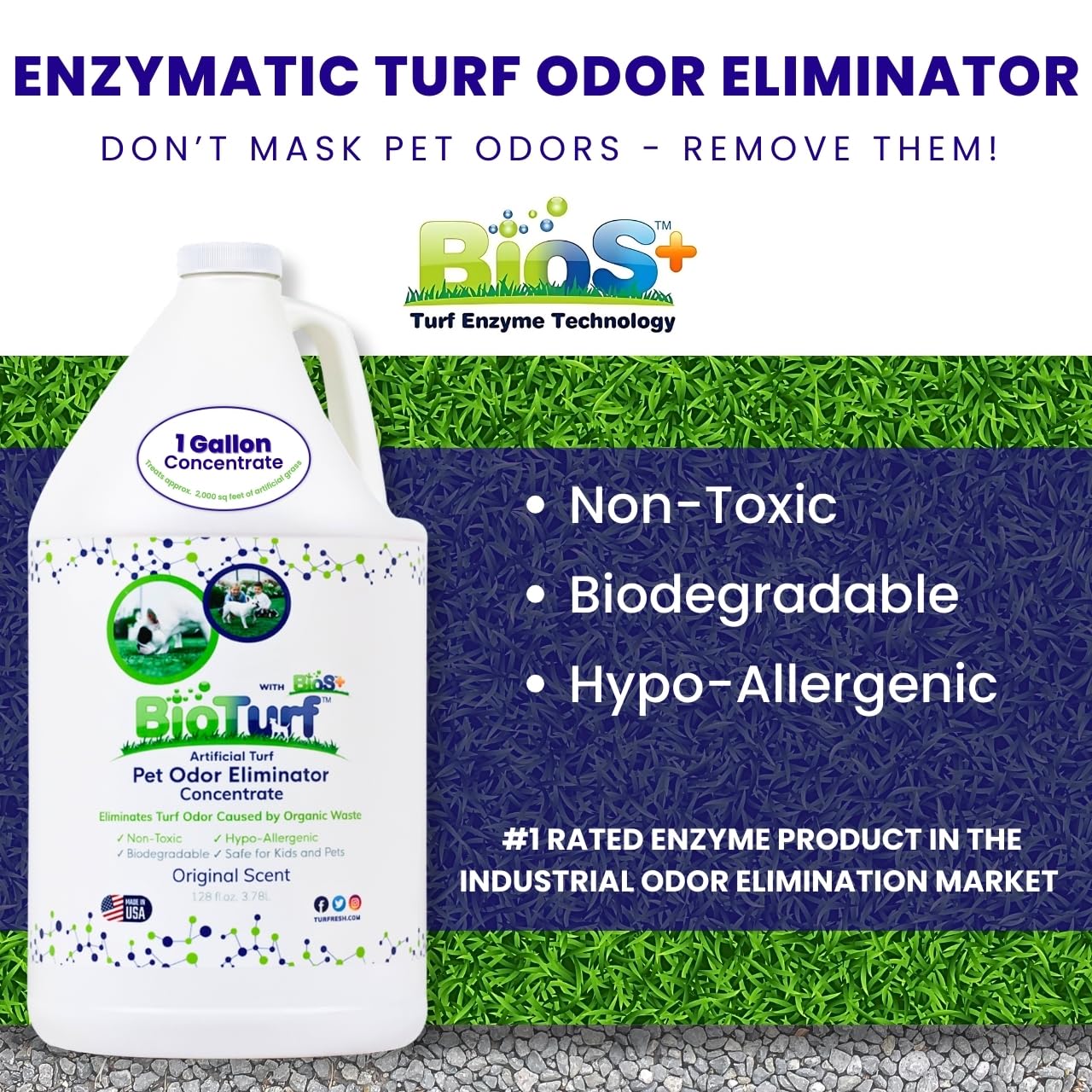 TurFresh BioS+ galon de concentrado para tratamiento inmediato de areas con olor