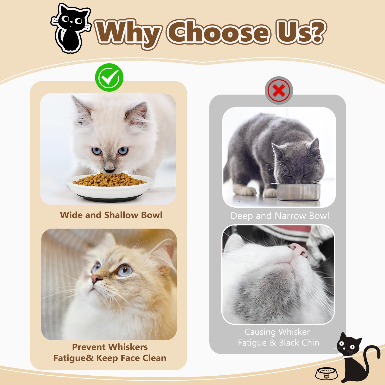 Juego de dos cuencos ceramicos Turfson, ideal para hogares con varios gatos