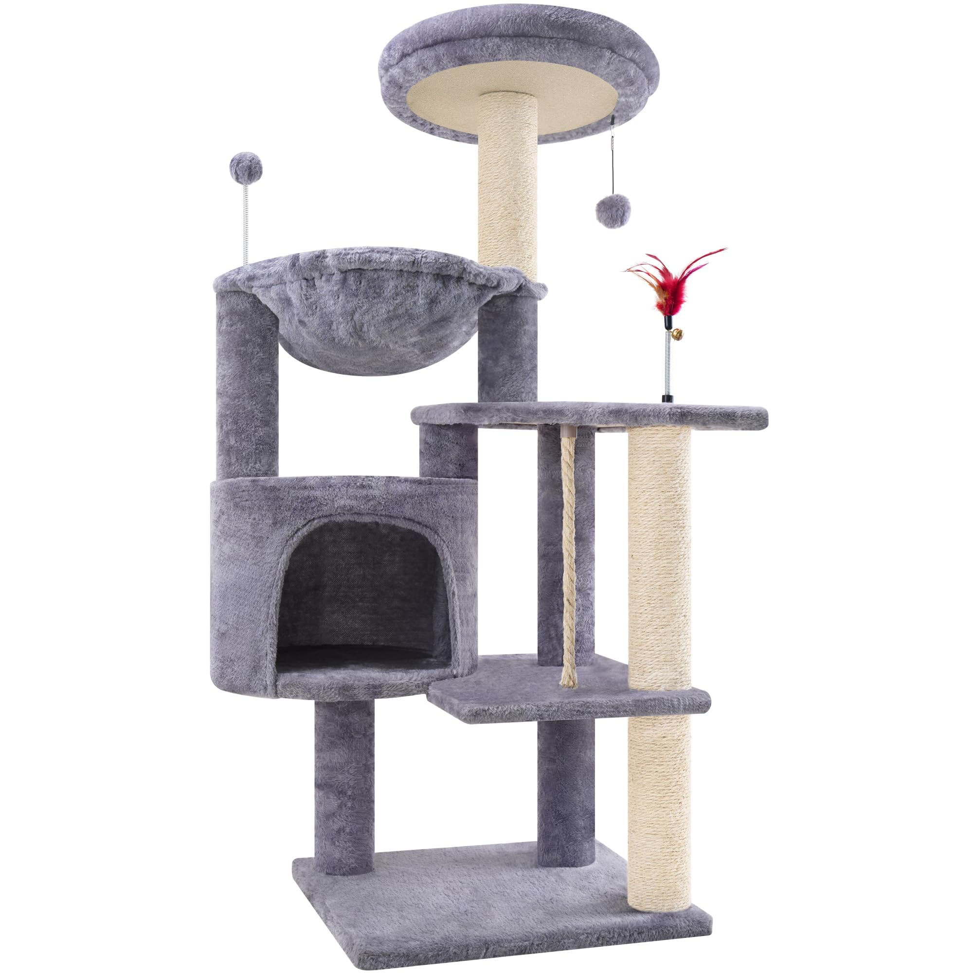 TWDEPART arbol-gato-interior gris: estructura estable para trepar y vigilar el entorno