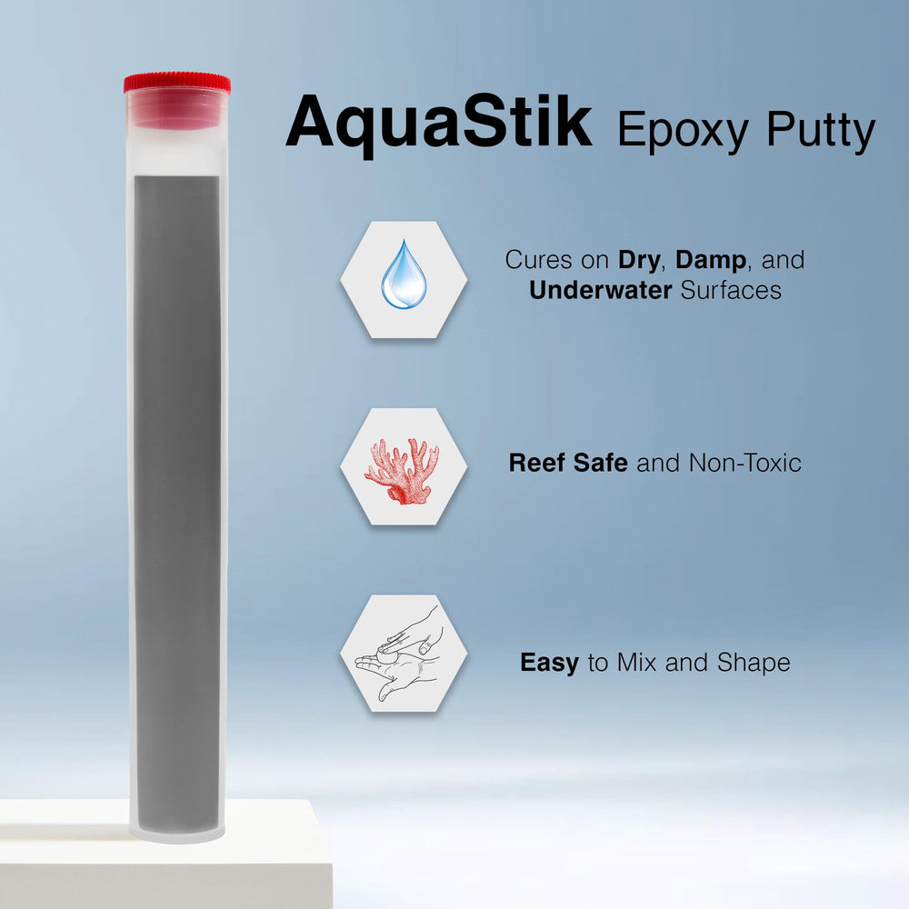 Textura gris piedra de Aquastik para reparaciones discretas en acuarios.