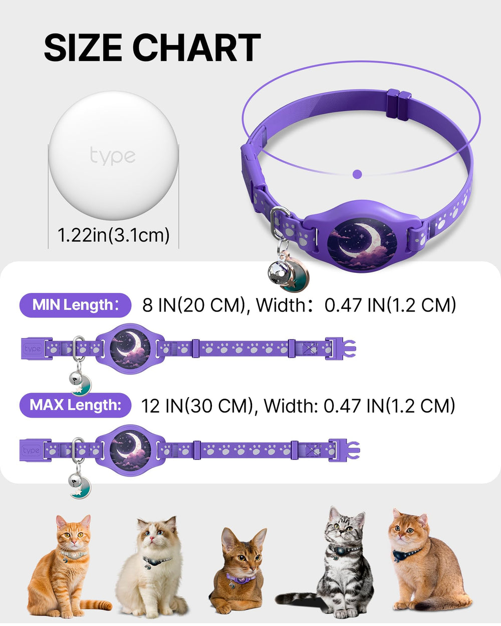 typecase collar rastreador-gato ajuste-elastico cómodo