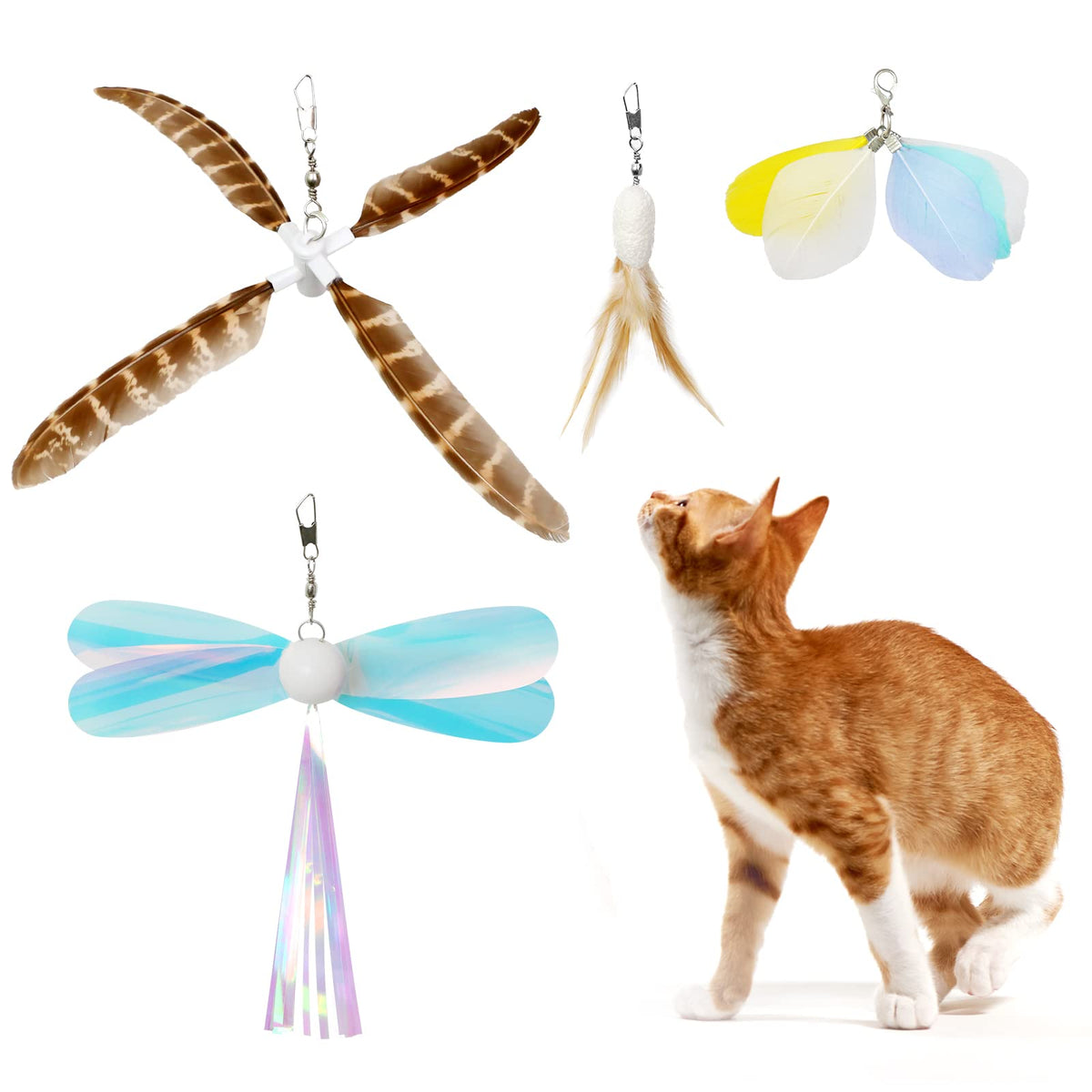 uahpet pluma natural pajaro volando, estimula el instinto de caza del gato.