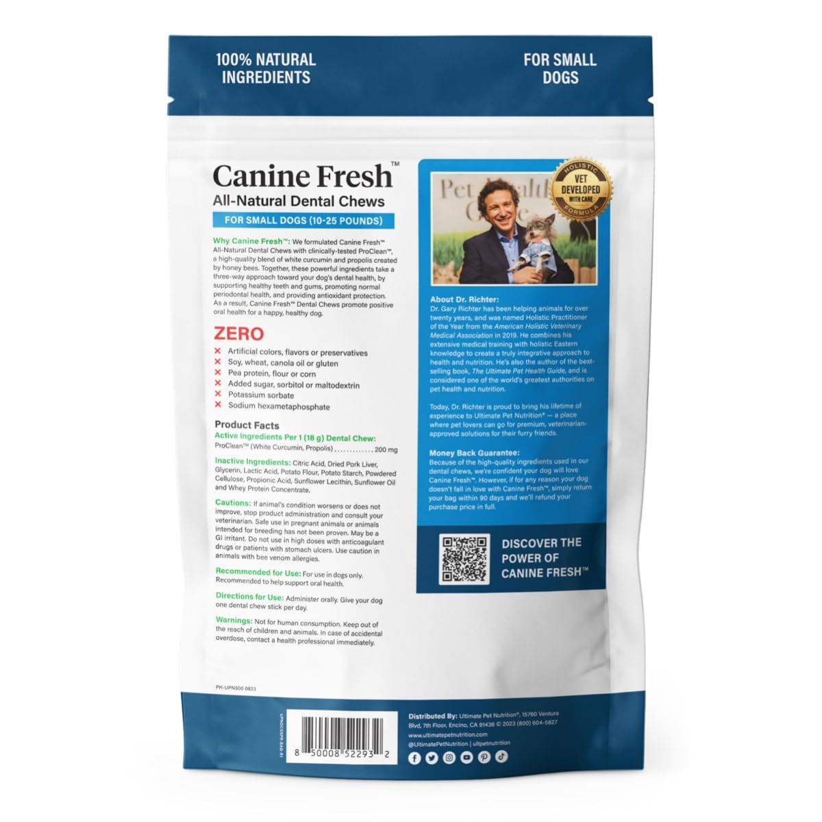 Textura masticable de Canine Fresh para limpieza dental prolongada.