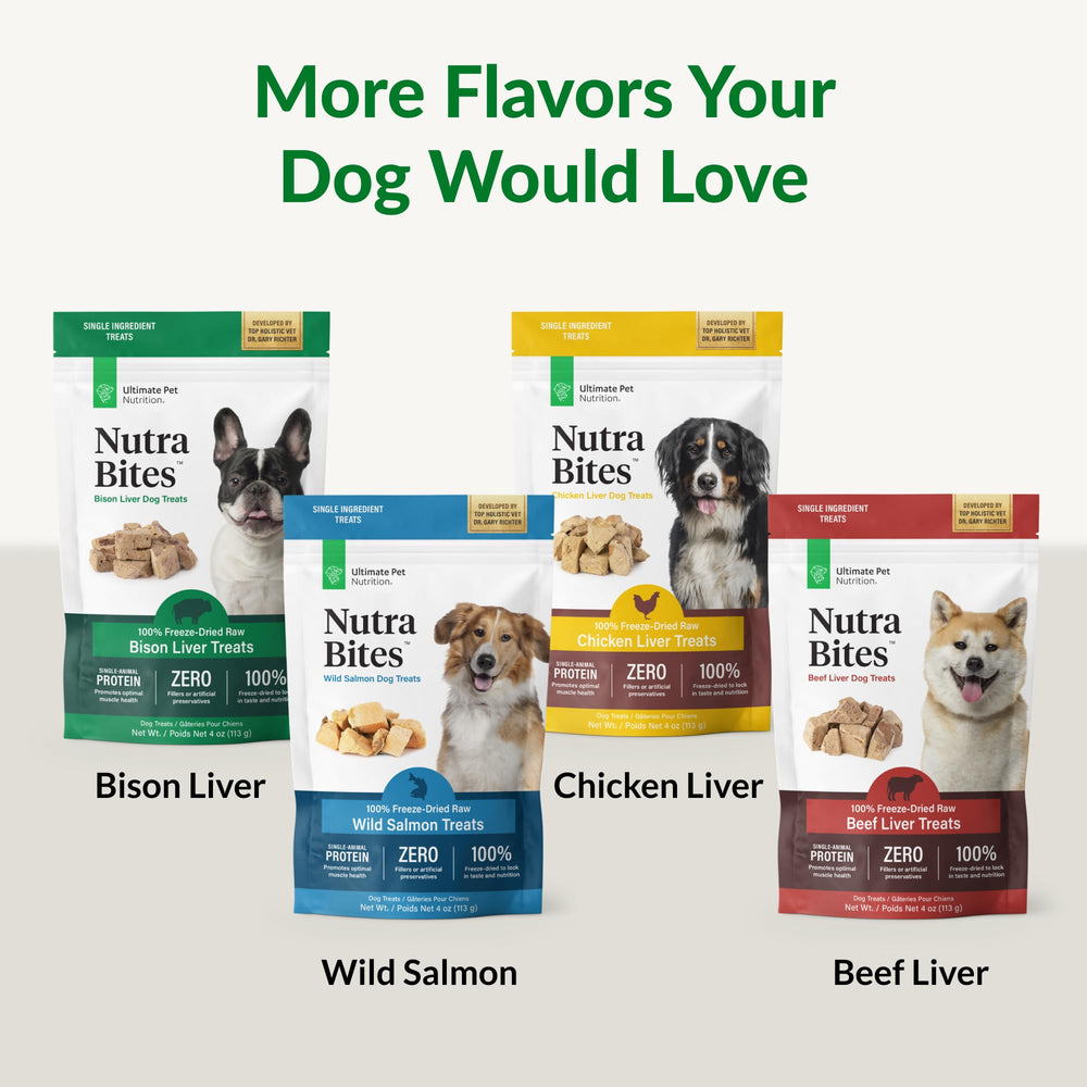 Nutra Bites de Ultimate Pet Nutrition: premio ideal para refuerzo positivo en entrenamientos diarios.