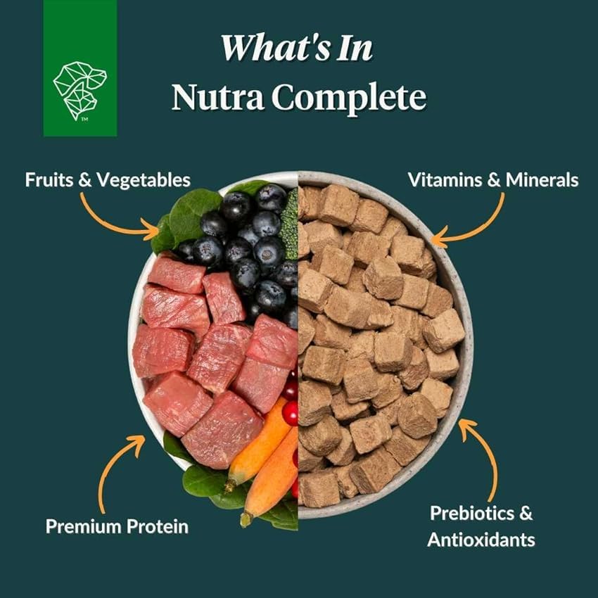 ULTIMATE PET NUTRITION Nutra Complete Infusions: cuenco con arándanos y espinacas