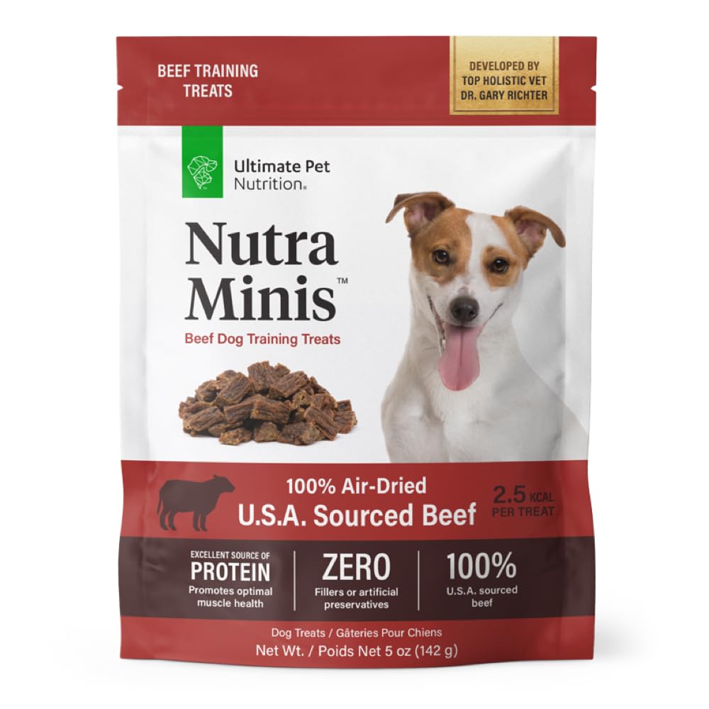 Nutra Minis Ultimate Pet Nutrition, empaque práctico para entrenamientos diarios.