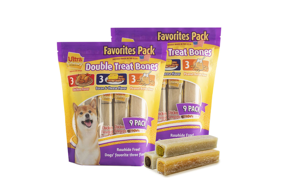 Ultra Chewy: empaque de huesos de doble recompensa, ideal para llevar.
