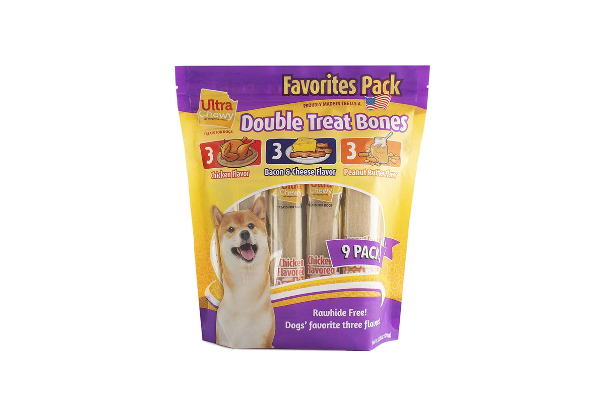 Ultra Chewy Double Treat Bones – extérieur durable et centre savoureux pour chiens.