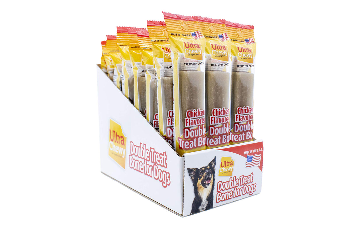 Ultra Chewy: huesos doble tratamiento de pollo, duraderos para perros que mastican mucho.