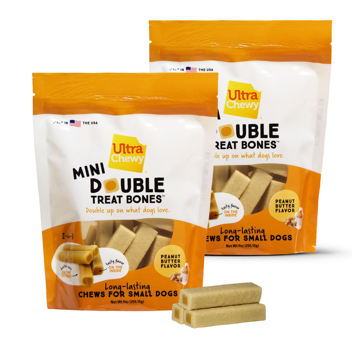 Ultra Chewy Mini Doble Hueso Exterior: masticación prolongada para perros grandes