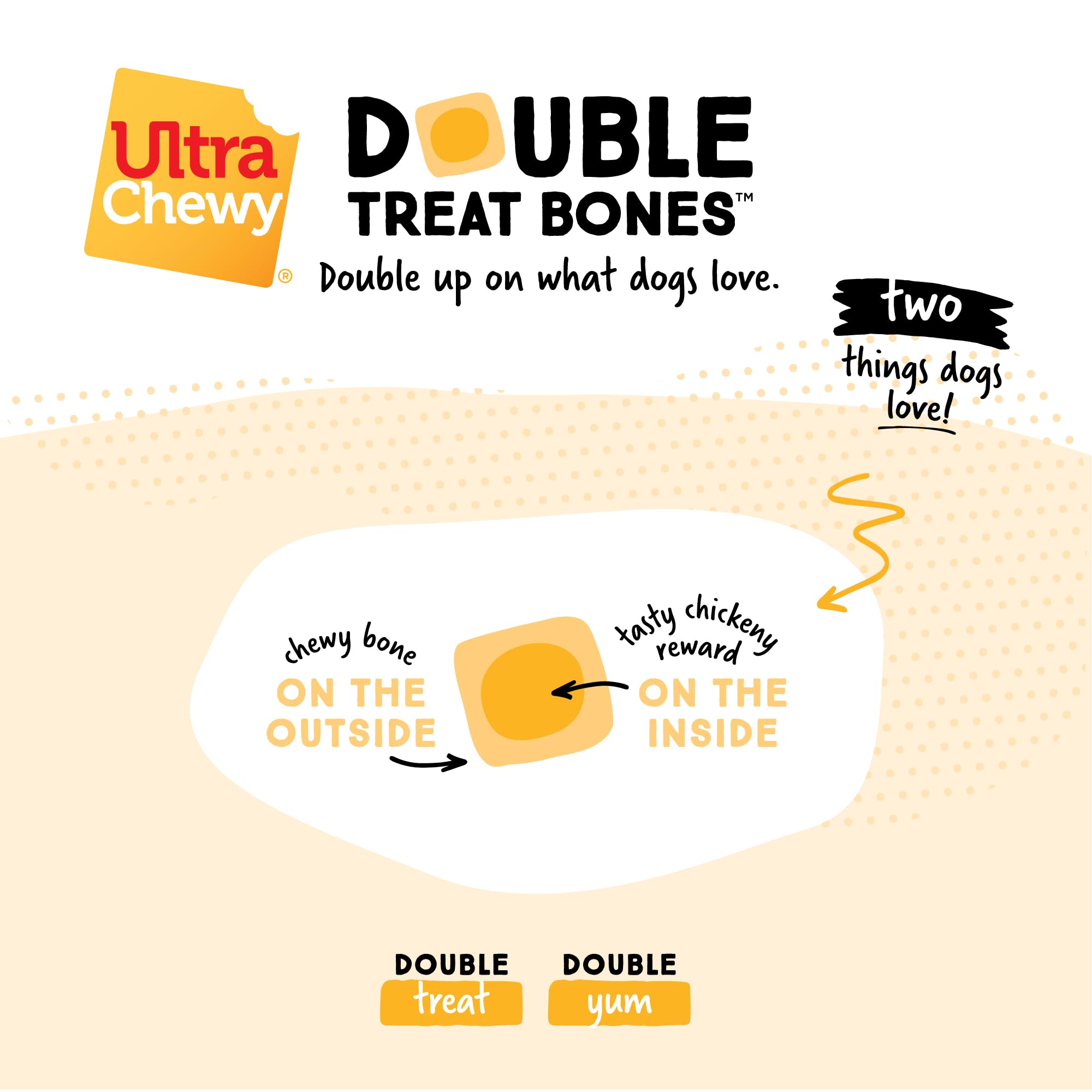 Ultra Chewy: centro sabroso y masticación dual para perros.