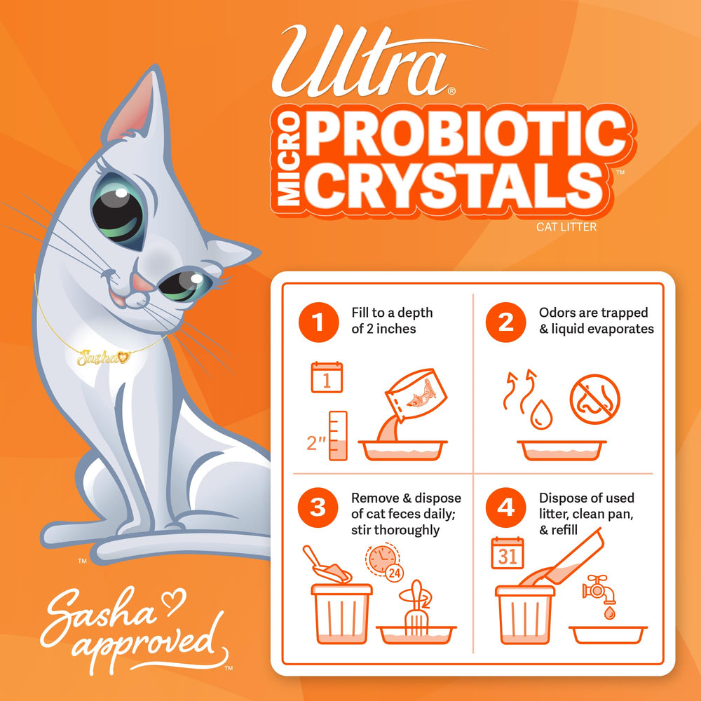 ULTRA cristales ayudan a controlar olores en la caja de arena.