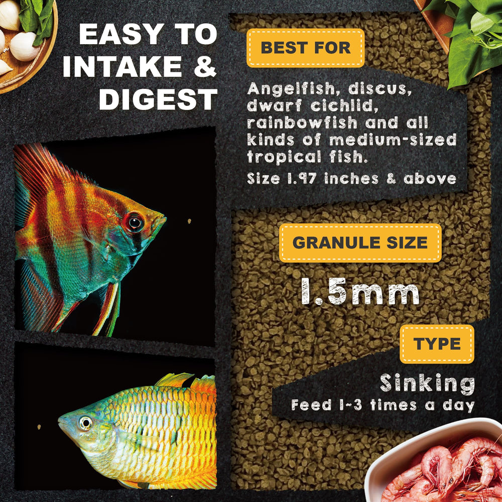 Ultra Fresh pellet de hundimiento lento para discus y cíclidos medianos.
