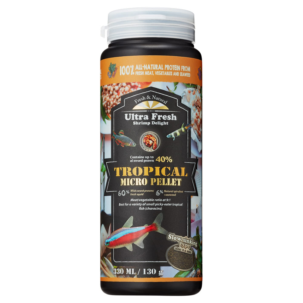 Ultra Fresh Alimento Tetra, pellet micro lento hundimiento, favorece toma en peces tropicales pequeños