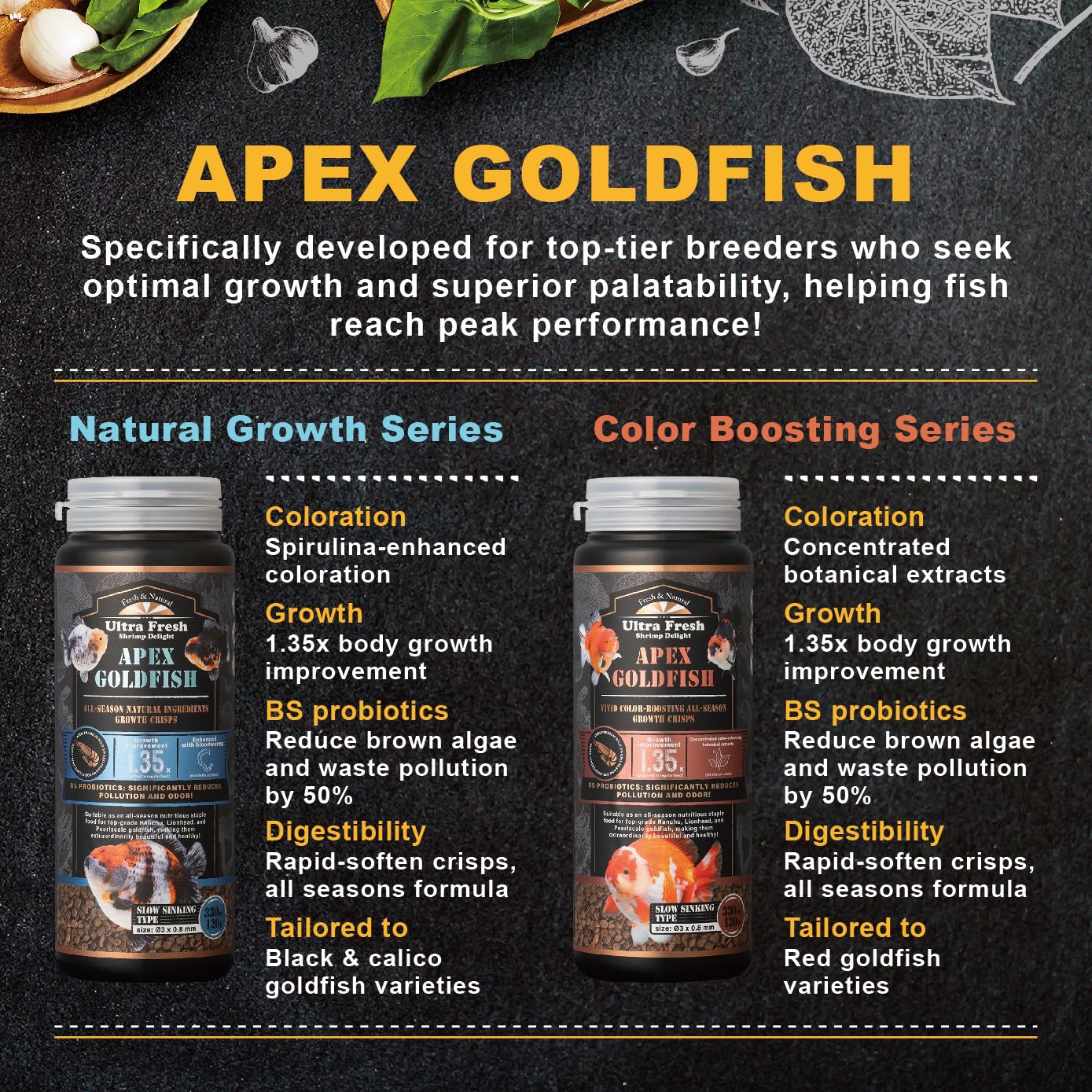 Ultra Fresh Apex nutrición adicional con gusanos de sangre para color intenso.