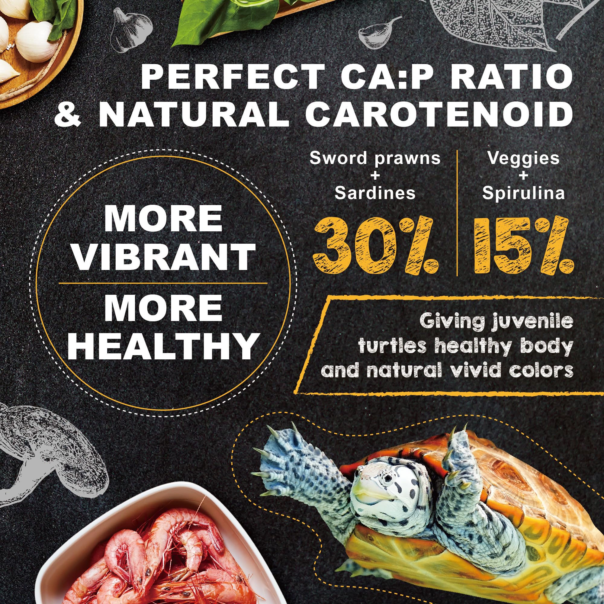 Ultra Fresh ingredientes naturales langostino espada ofrece sabor atractivo para tortugas jóvenes