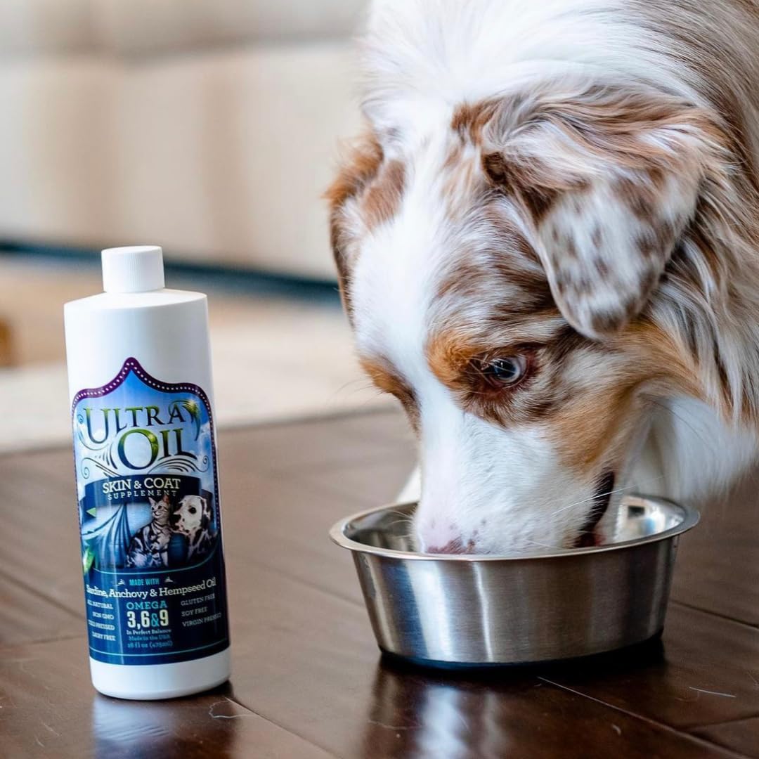 Ultra Oil Skin & Coat Supplement articulaciones más flexibles en mascotas.