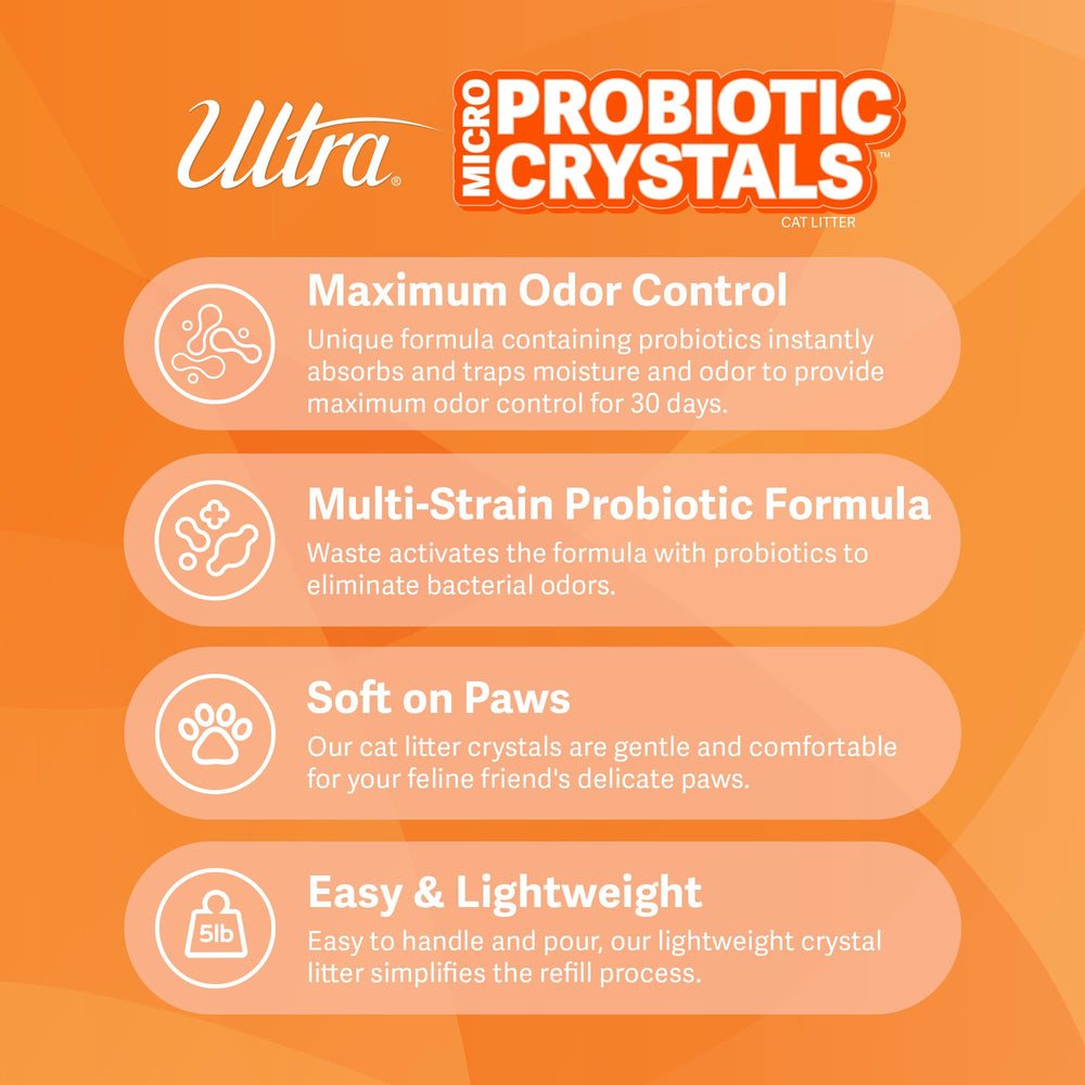 ULTRA Probiotic Crystals, gato caminando sobre arena suave, confort diario