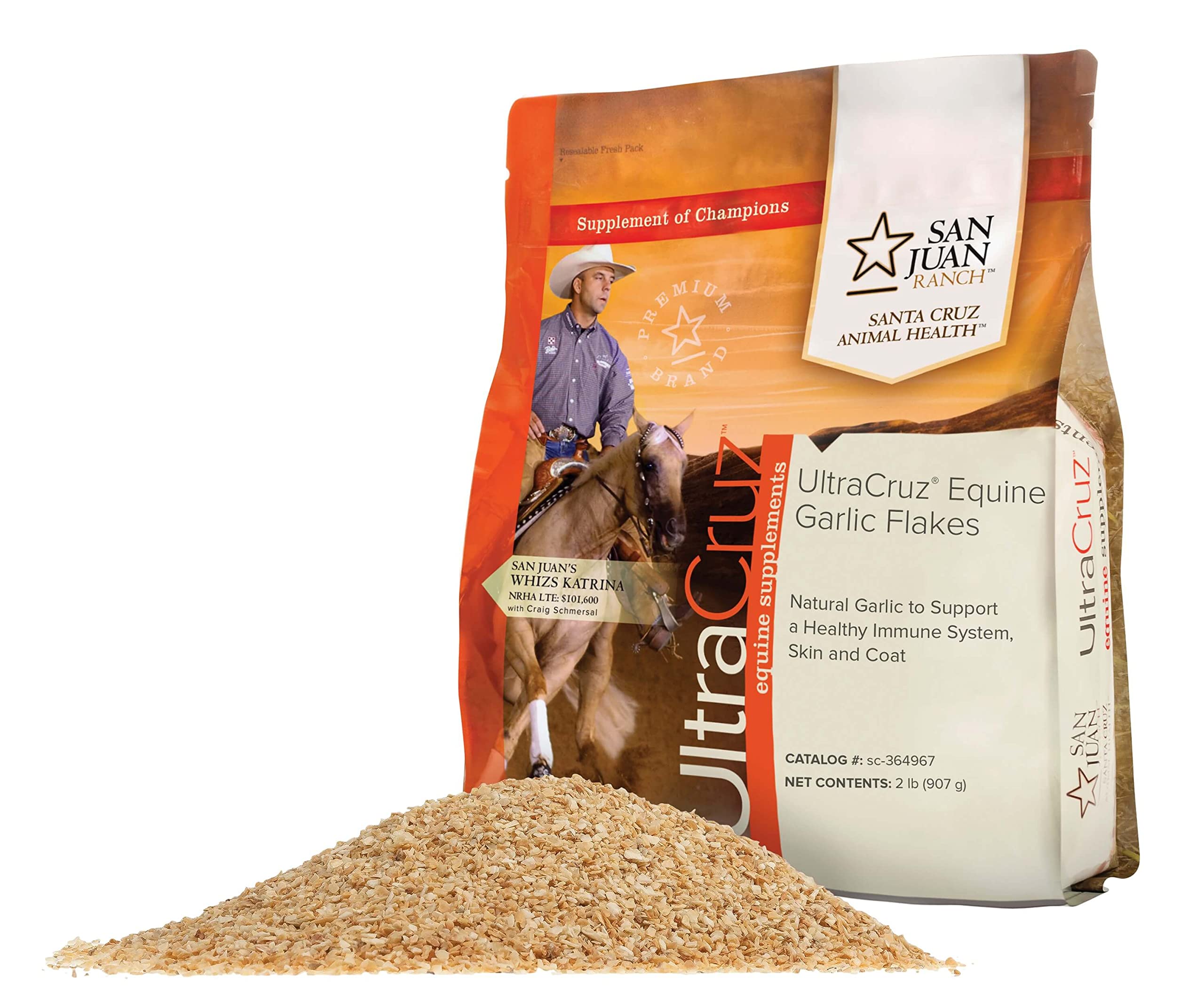 UltraCruz Ajo en escamas para caballos, taza medidora incluida para dosificar.