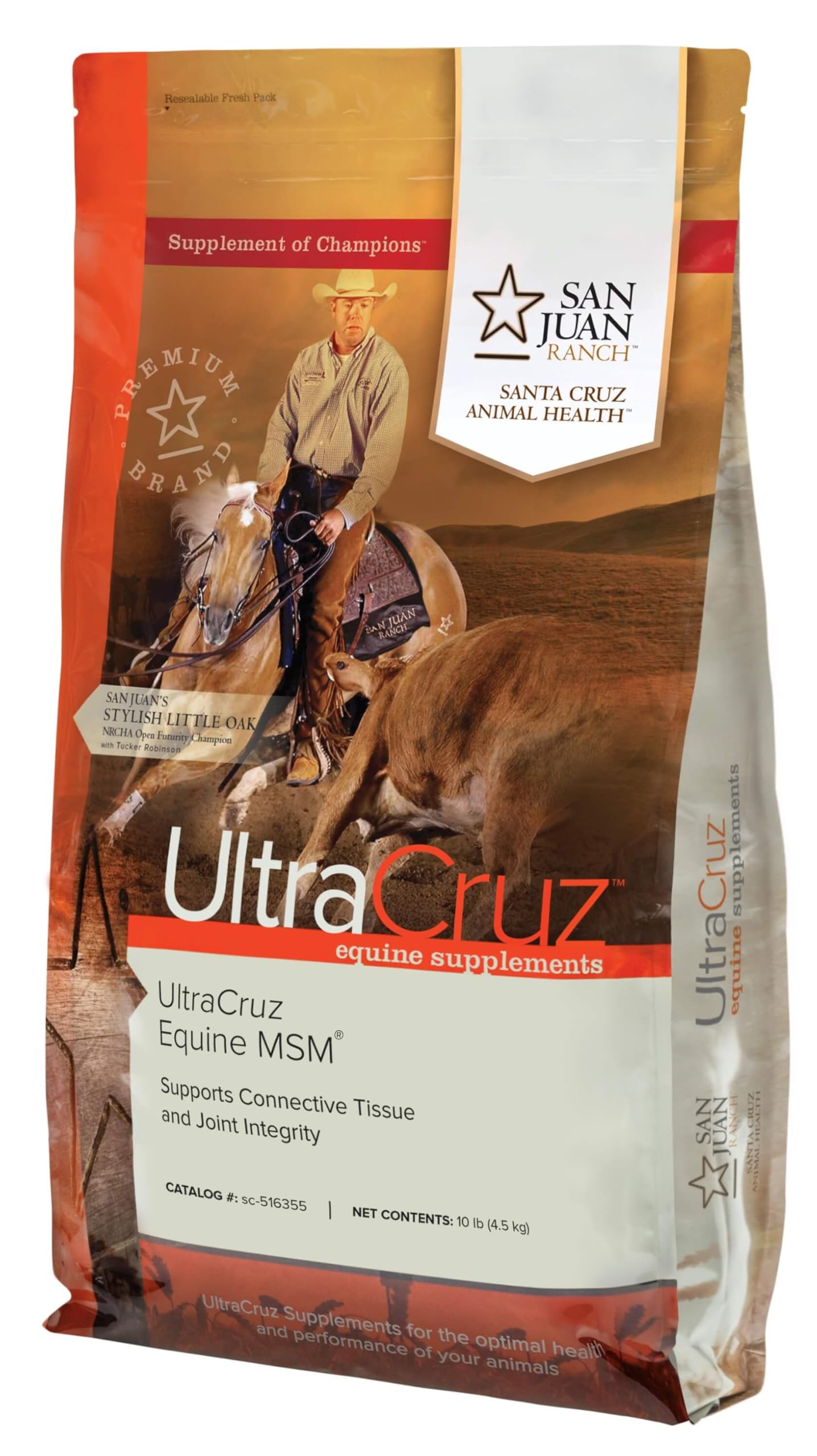 UltraCruz Equine MSM, pellets prácticos para una dosificación diaria.